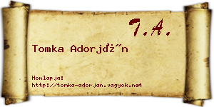 Tomka Adorján névjegykártya